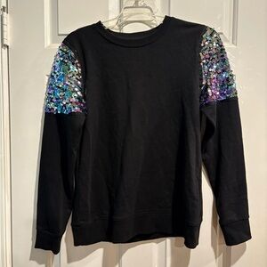 DKNY The everywhere sparkly festive sweatshirt sequence sz XS black